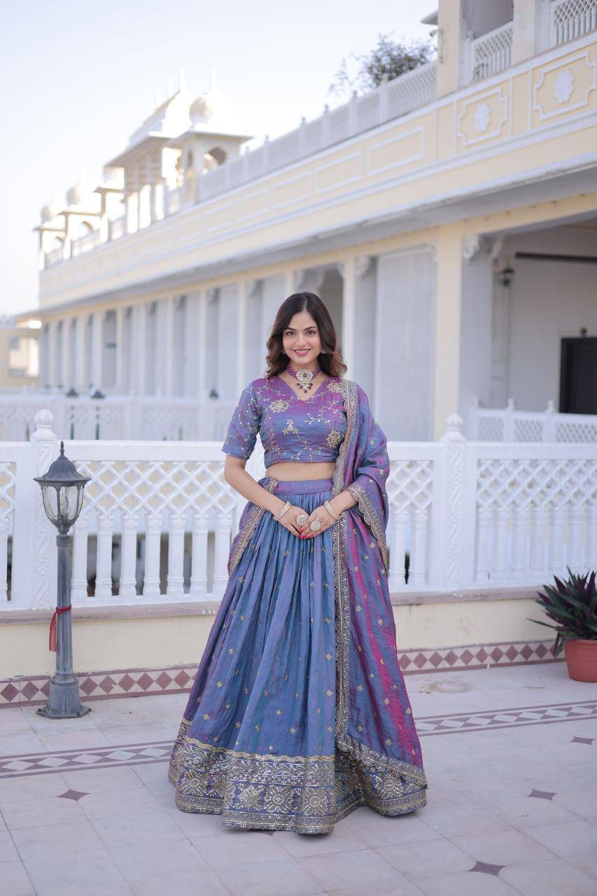 KA 5066 Silk Blue Online lehenga choli supplier in Surat